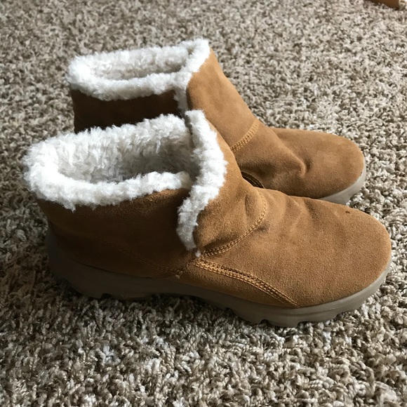 skechers gowalk suede and faux fur boots